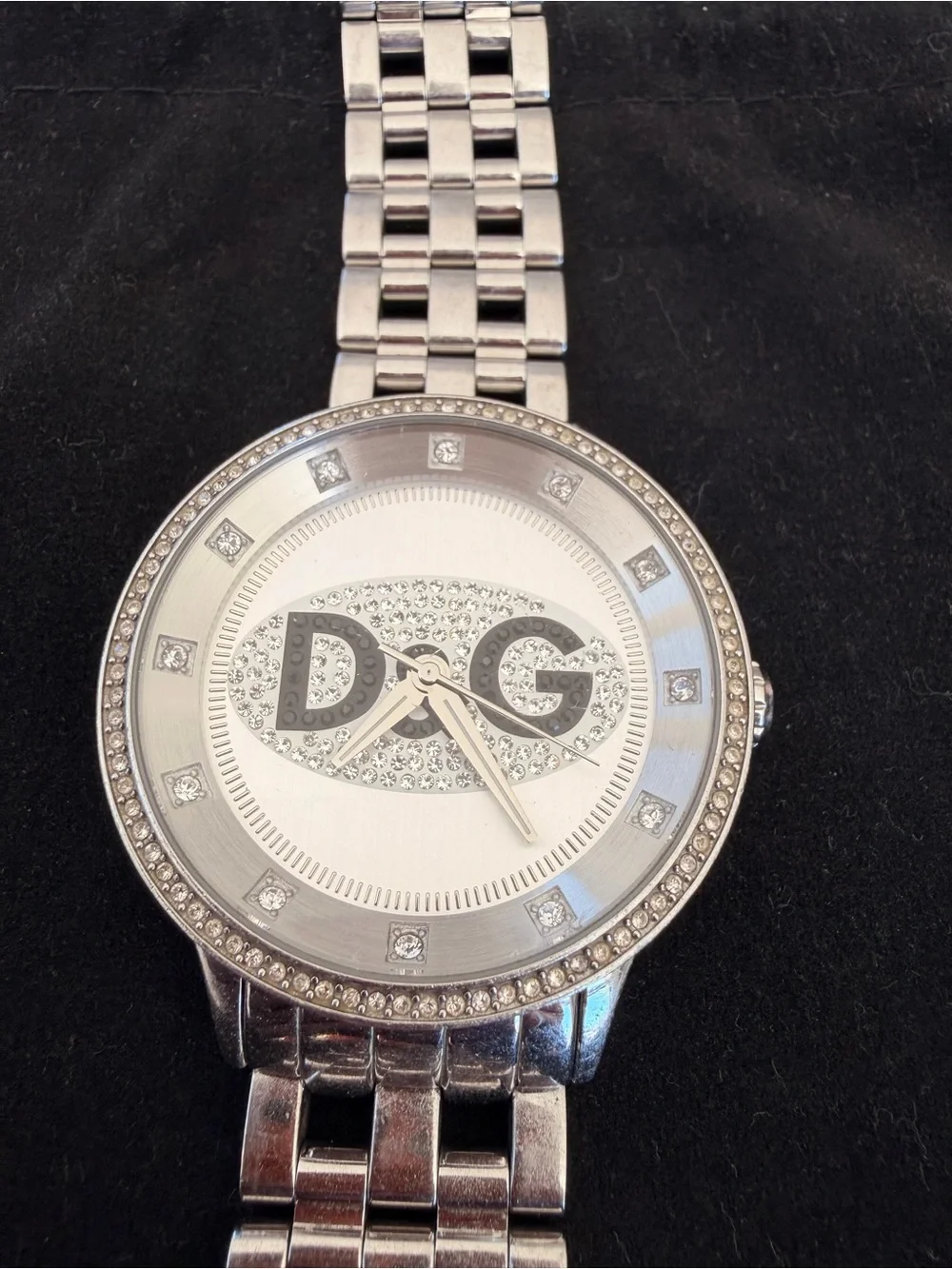 D&G Silver-Tone Logo Link Bracelet Watch